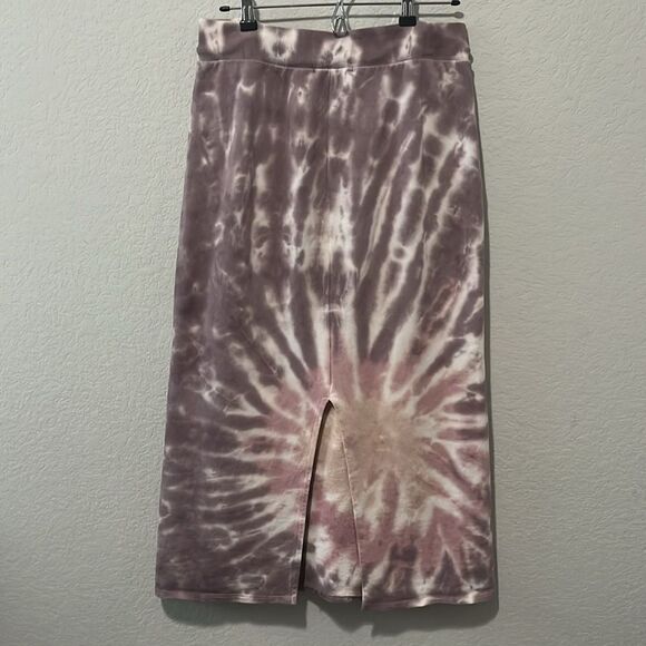 EN SAISON Women's Purple Pink Yellow Tie Dye Midi Skirt, Size L - Picture 5 of 9